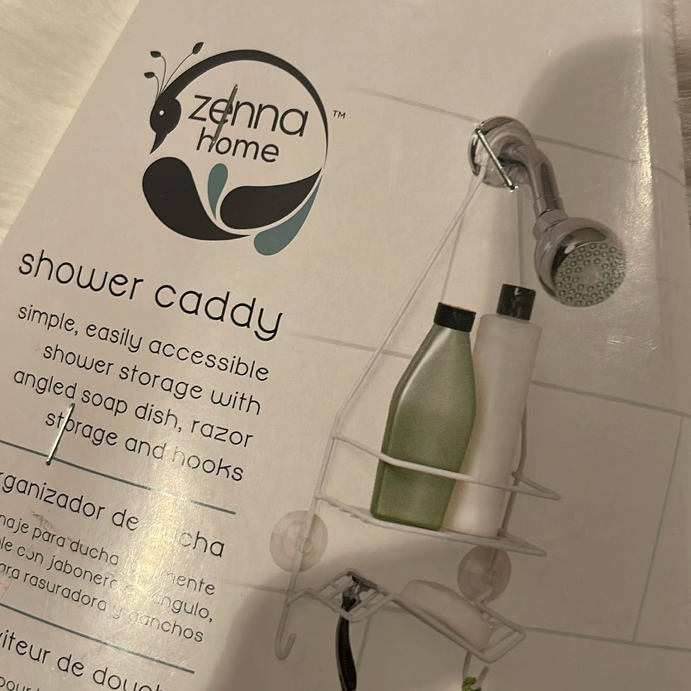 NWT Zenna Home Easily Accessible White Shower Storage Caddy Organizer